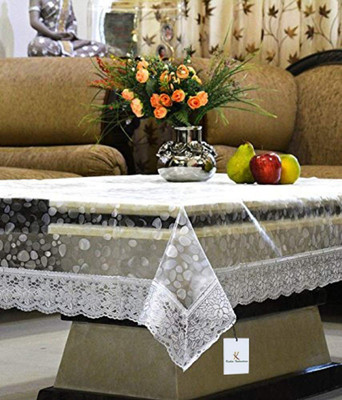 MONKDECOR Self Design 2 Seater Table Cover(Silver, PVC)