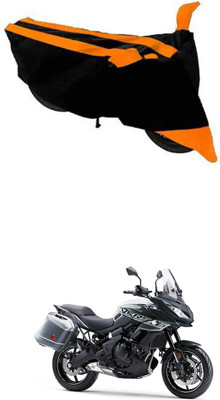 Mdstar Waterproof Two Wheeler Cover for Kawasaki(Versys 650, Black, Orange)