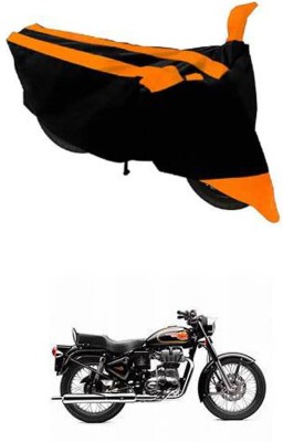 RONISH Two Wheeler Cover for Royal Enfield(Bullet 500, Black, Orange)