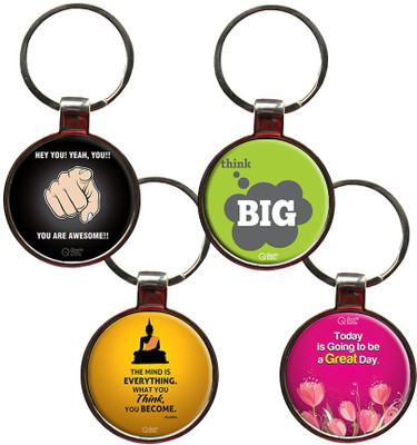 

QuoteSutra Positivity Set of 4 Quote Metal Key Chain