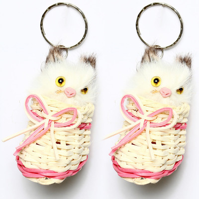 

Lotus E SMALL WHITE SHOE BASKET BLACK KITTEN { SET OF 2 } Key Chain