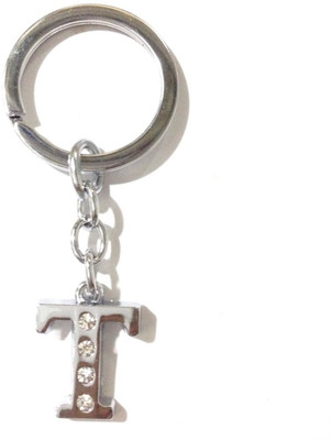 

CTW Fashion Alphabet T Chrome Metal Finish Keyring Key Chain(Silver)