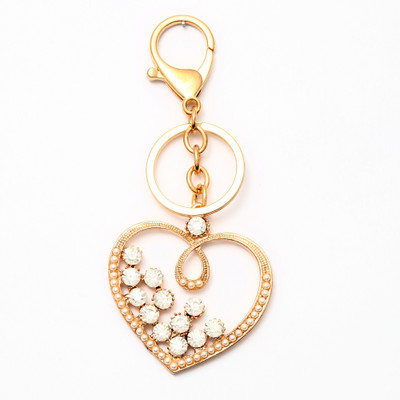 

Lotus E GOLDEN & CRYSTALS METALLIC LARGE DESIGN HEART Key Chain
