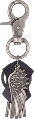 

Kairos High Quality Eagle Feather Black Leather 5 Key Holding Hook Key Chain