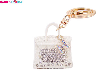 

Babies Bloom White Crystal Shopping Bag With Letter H Pendant Key Chain
