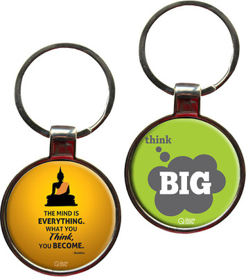 

QuoteSutra Buddha Quote And Think Big Set of 2 Metal Key Chain