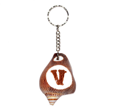 

Real Seed Alphabet V Embossed in Premium Quality Shankh Key Chain