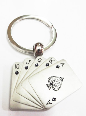ADITYA TRADERS Fancy Metal Playing Card Key Chain(Silver)