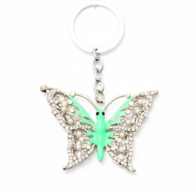 

Lotus E SILVER CRYSTALS METALLIC GREEN BUTTERFLY Key Chain