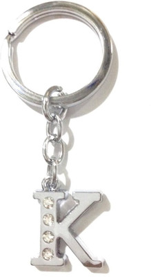 

CTW Fashion Alphabet K Chrome Metal Finish Keyring Key Chain(Silver)