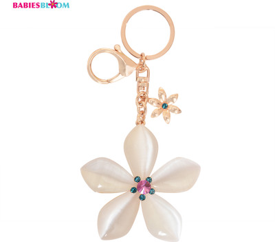 

Babies Bloom Unique White Rhinestone Flower Bag Charm Key Chain