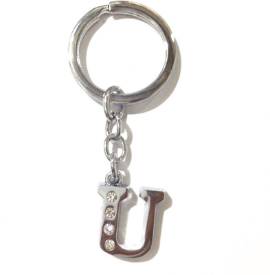 

CTW Fashion Alphabet U Chrome Metal Finish Keyring Key Chain(Silver)