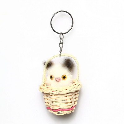 

Lotus E SMALL WHITE BASKET BLACK KITTEN { SET OF 2 } Key Chain