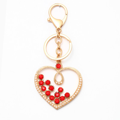 

Lotus E GOLDEN & CRYSTALS METALLIC LARGE RED DESIGN HEART Key Chain
