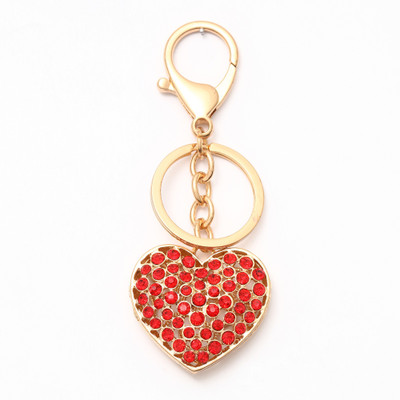 

Lotus E GOLDEN & CRYSTALS METALLIC RED LARGE HEART Key Chain