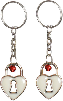 

SME JAIPUR Lock Heart-White Key Chain