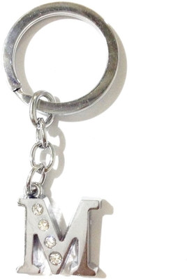 

CTW Fashion Alphabet M Chrome Metal Finish Keyring Key Chain(Silver)