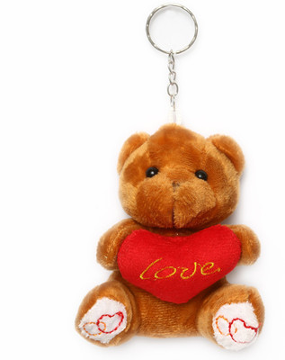 Lotus E TEDDY BROWN WITH RED HEART LOVE Key Chain