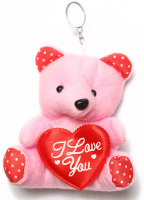 Lotus E BIG PINK TEDDY I LOVE U HEART Key Chain