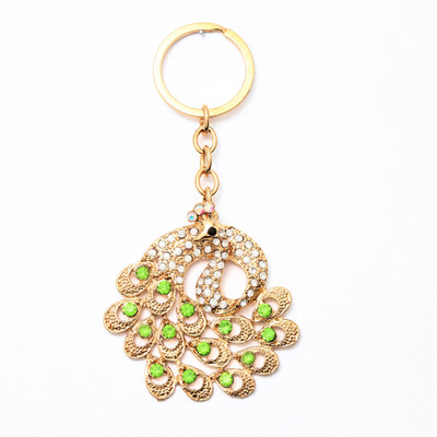 

Lotus E GOLDEN & CRYSTALS METALLIC GREEN PEACOCK Key Chain