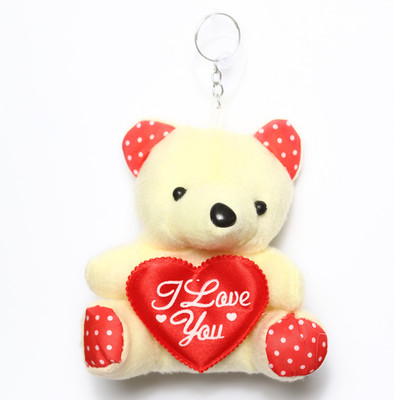 Lotus E BIG CREAM TEDDY I LOVE U HEART Key Chain