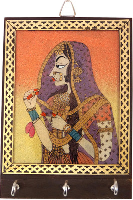 65% OFF on R S Jewels Rajasthani Ladies Gemstone Painting Wood Key Holder(3 Hooks, Multicolor)