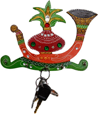 eCraftIndia Papier-Mache Kalash Shehnai 5 Hooks Wood Key Holder(5 Hooks, Multicolor) eCraftIndia Papier-Mache Kalash Shehnai 5 Hooks Wood Key Holder(5 Hooks, Multicolor)