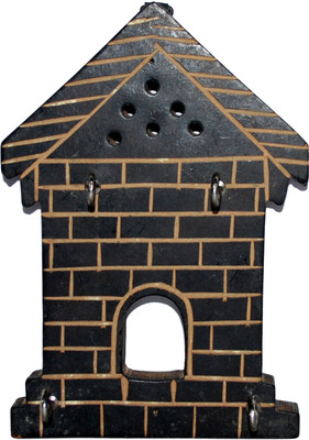 73% OFF on Indoart Wood Key Holder(4 Hooks, Brown, Black)