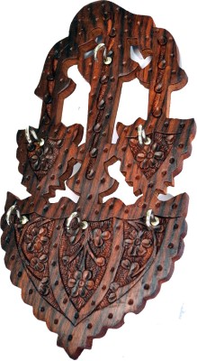 Woodino Engraved PAN Wooden Key Holder(6 Hooks, Brown) at flipkart