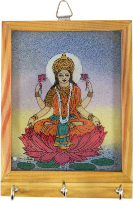 67% OFF on R S Jewels Gemstone Laxmi G Painting Wood Key Holder(3 Hooks, Multicolor)