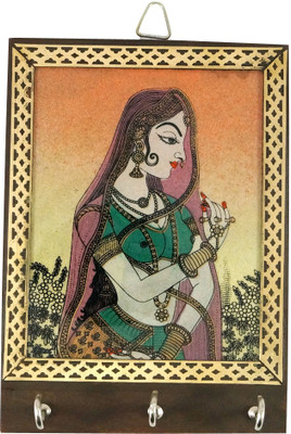 68% OFF on R S Jewels Rajasthani Ladies Gemstone Painting Wood Key Holder(3 Hooks, Multicolor)