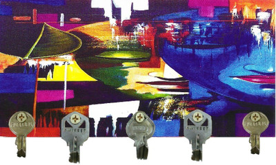 50% OFF on Go Hooked Wood Key Holder(5 Hooks, Multicolor)