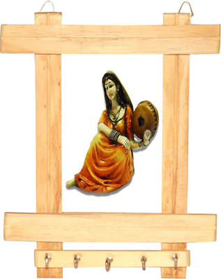 66% OFF on R S Jewels Decoretive with Women Photo Stand Wood Key Holder(5 Hooks, Multicolor)