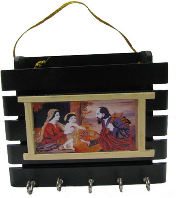 20% OFF on SC Handicrafts Wood Key Holder(5 Hooks, Black) 20% OFF on SC Handicrafts Wood Key Holder(5 Hooks, Black)