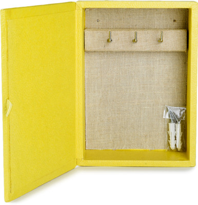 Eco-Leatherette KHS.L.Yellow Cotton Key Holder(3 Hooks) Eco-Leatherette KHS.L.Yellow Cotton Key Holder(3 Hooks)