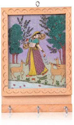 rajwada arts Gemstone Ragini Painting Wood Key Holder(3 Hooks, Multicolor) rajwada arts Gemstone Ragini Painting Wood Key Holder(3 Hooks, Multicolor)