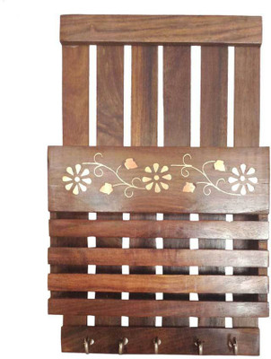 Mavi Wood Key Holder(5 Hooks, Brown) Mavi Wood Key Holder(5 Hooks, Brown)