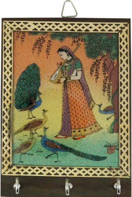 68% OFF on R S Jewels Rajasthani Ladies Gemstone Painting Wood Key Holder(3 Hooks, Multicolor)