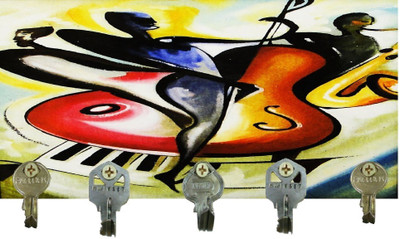 Go Hooked Wood Key Holder(5 Hooks, Multicolor) Go Hooked Wood Key Holder(5 Hooks, Multicolor)