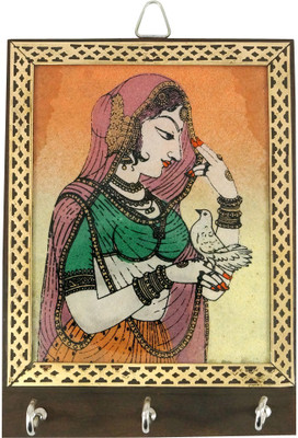 65% OFF on R S Jewels Rajasthani Ladies Gemstone Painting Wood Key Holder(3 Hooks, Multicolor)