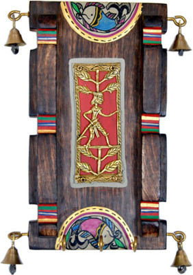 VarEesha Handcrafted Dhokra Panel Hook Wood Key Holder(3 Hooks, Multicolor) VarEesha Handcrafted Dhokra Panel Hook Wood Key Holder(3 Hooks, Multicolor)
