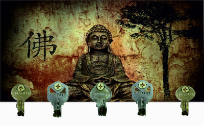 47% OFF on Go Hooked Wood Key Holder(5 Hooks, Multicolor)