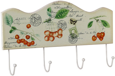 21% OFF on Cosmosgalaxy Cherry Wooden Key Holder(4 Hooks, Multicolor)