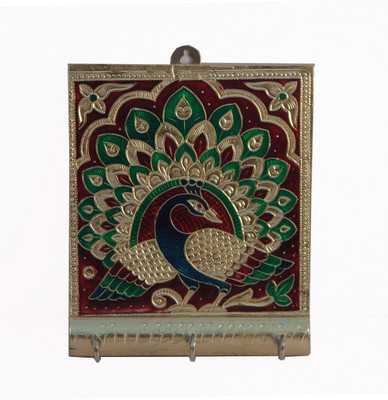 66% OFF on Apkamart Peacock Design Aluminium Key Holder(3 Hooks, Multicolor)