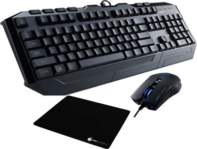 

Cooler Master Devastator Keyboard with Mouse, RX Mid Size Mousepad Bundle Wired USB Laptop Keyboard(Black)