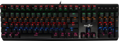 

Redgear MK881 Invador professional mechanical keyboard with Kailh blue switches, Lighting effect and windows key lock Wired USB Gaming Keyboard(Black)