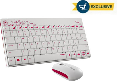 

Rapoo 8000 Wireless Keyboard & mouse combo (White & Pink)(White)