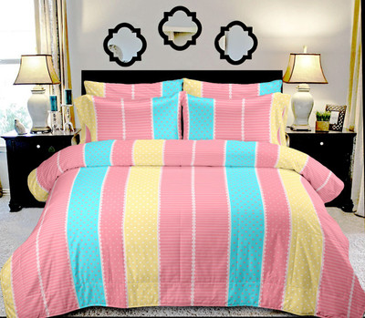 Jinaya's 250 TC Cotton Double Printed Flat Bedsheet(Pack of 1, Multicolor)