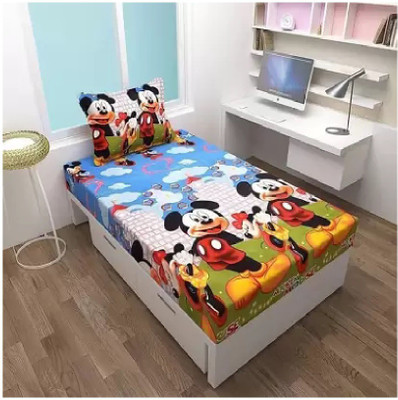 MAA MEVA FAB 150 TC Polycotton Single Cartoon Flat Bedsheet(Pack of 1, Multicolor)