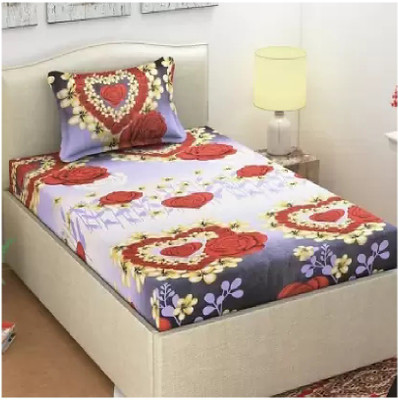MAA MEVA FAB 150 TC Polycotton Single 3D Printed Flat Bedsheet(Pack of 1, Multicolor)